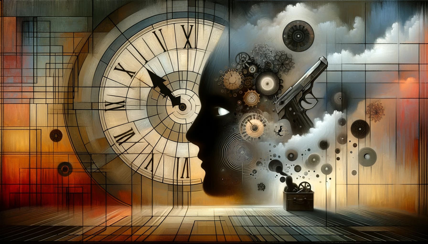 DALL·E 2023 11 16 01.07.14 A symbolic image focusing on the interpretation of dreams about killing someone. This scene should depict a dream like surreal environment with eleme
